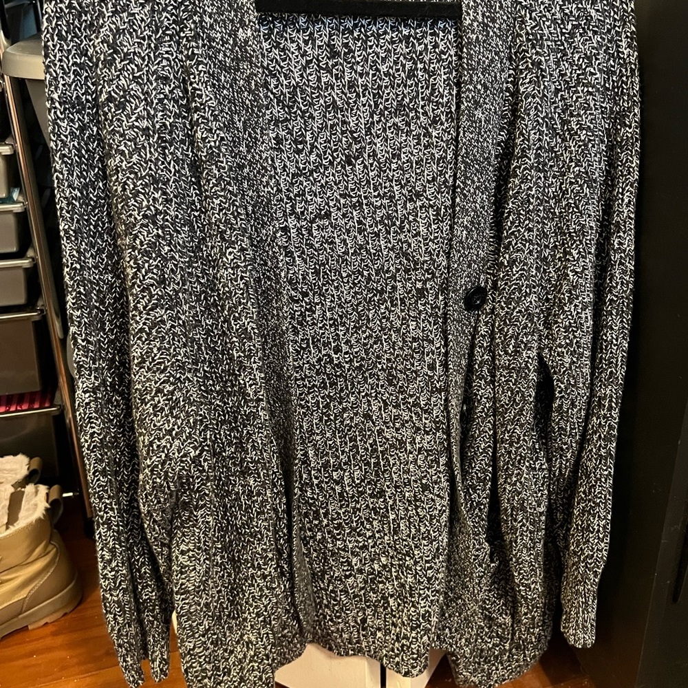 Woman Within Grey Cardigan with Pockets